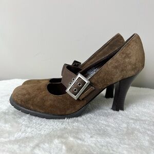 Colin Stuart Brown Suede Heels with Buckle
